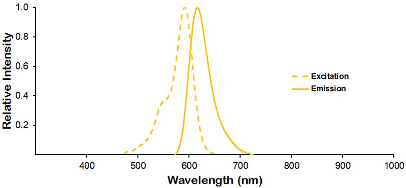 Dylight 594 Fluorophore Absorption and Emission Spectrum