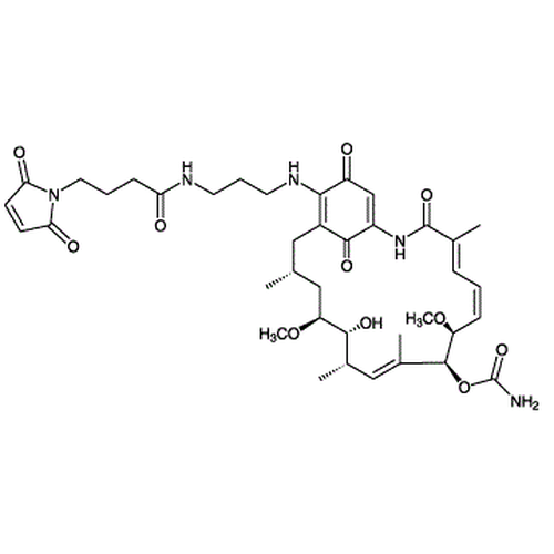 Chemical structure of 17-GMB-APA-GA (SIH-115), a Hsp90 inhibitor. CAS #: N/A. Molecular Formula: C39H53N5O11. Molecular Weight: 767.9 g/mol.