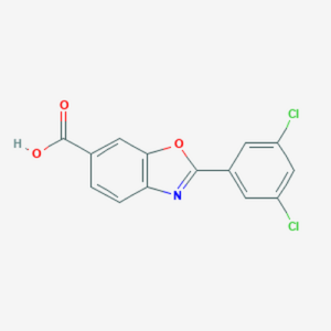 Chemical structure of Tafamidis, a TTR kinetic stabilizer.