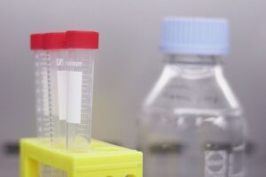 Test tubes and flasks at the CSIRO NCRIS Recombinant Protein Production Facility. CSIRO / CC BY (https://creativecommons.org/licenses/by/3.0)